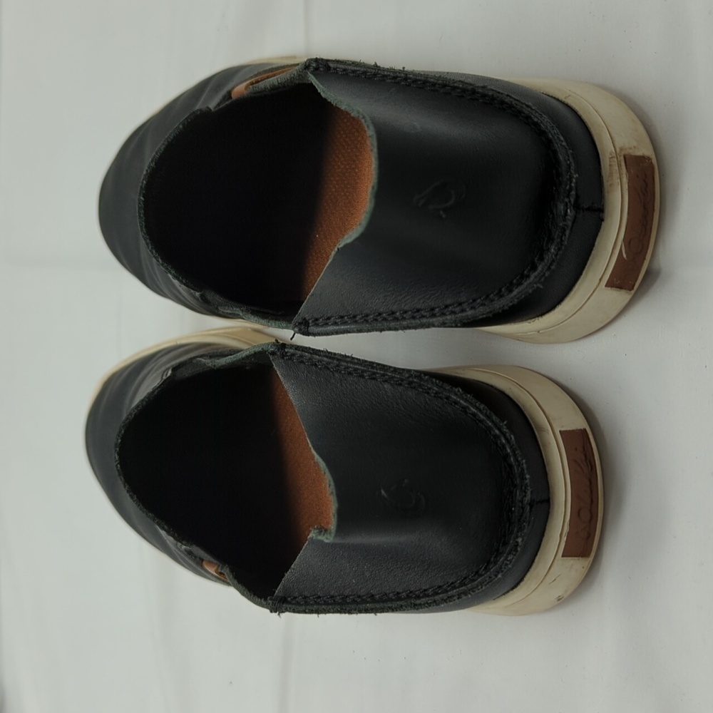 OluKai Women's 8.5 Shoes Black Slip-On Sneakers Pehuea Leather Loafer Boat Shoes - Picture 6 of 7